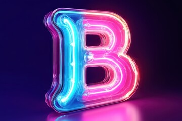 Wall Mural - A neon B is lit up in a neon sign