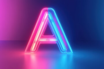 Wall Mural - A neon letter A is lit up in a blue background