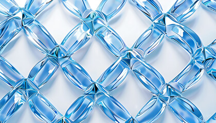 Beautiful blue glass lattice over a white background