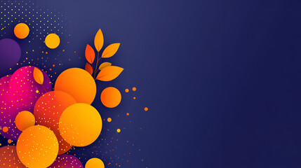 Aufkleber - Colorful abstract design featuring vibrant circles and leaves on a deep blue background creates a visually striking composition