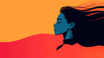 Poster - A vibrant D flat illustration of a woman immersed in art, set against a clean background for a fresh aesthetic.