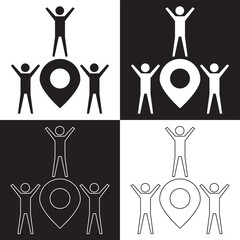 Community  stroke and solid web icon set. Containing people, friendship, social, diversity, village, relationships, support and community development icons.  Vector illustration. EPS 10  