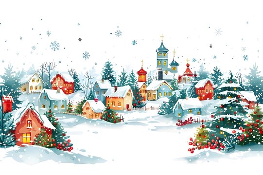 Christmas design elements, vector set Big set of Christmas design elements in doodle style generative AI