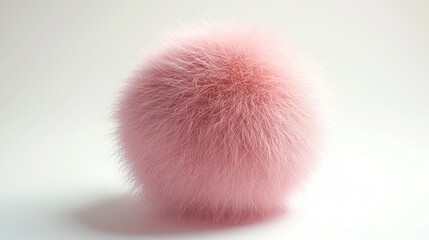 a fluffy pink fur ball contrasts beautifully against a white background, radiating softness and magi