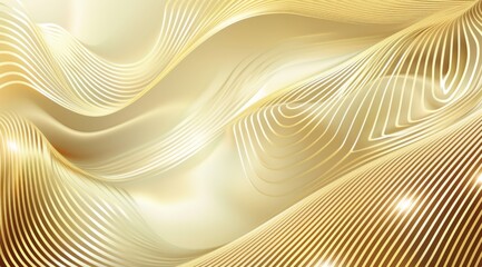Poster - Abstract background. Windows wallpaper, Golden background with wavy lines and curves, elegant and complex details, golden texture, linear gradient