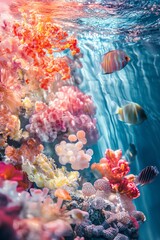 Wall Mural - A mesmerizing underwater scene showcasing vibrant coral reefs