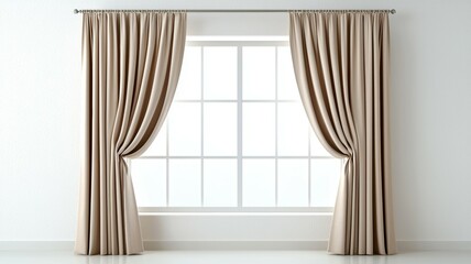 Wall Mural - A window with white curtains and a white wall