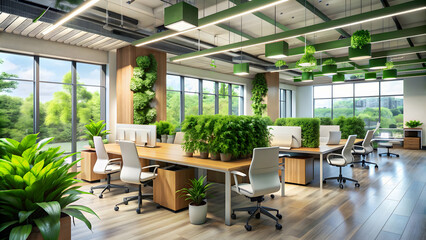 Corporate office implementing green initiatives for sustainability , environmental