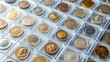 © suwatthana - Photo of Italian and French old coins collection in a clear plastic sheet numismatic holder, numismatic, coins, collection, Italian