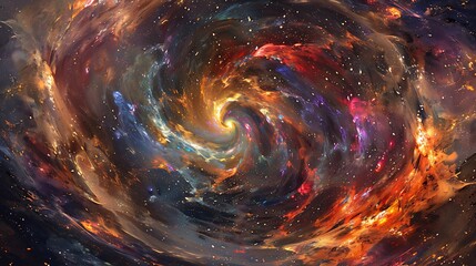 Wall Mural - swirling nebula in the vastness of space, showcasing a vibrant palette of colors and swirling patter