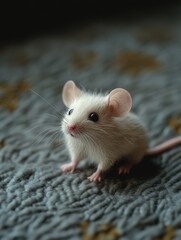 Poster - Small white mouse on bed