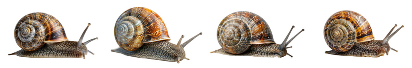 A high-quality image of a snail, emphasizing its shell and slow movement.