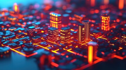 Aufkleber - Neon Cityscape.