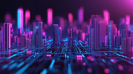 Aufkleber - Neon Cityscape.