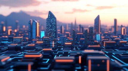 Leinwandbilder - Futuristic Cityscape.