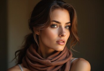 Wall Mural - Portrait of an italian beautiful woman with a scarf