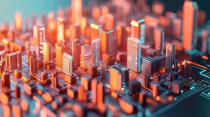 Leinwandbilder - Cityscape Circuitry.