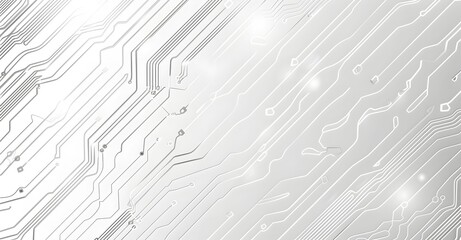 Poster - vector banner background with gray circuit board lines on a white background