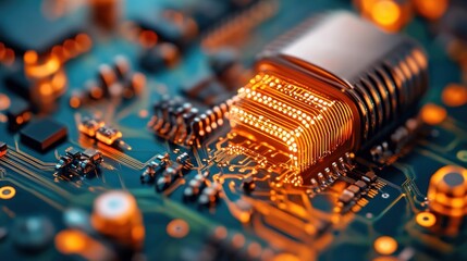 Fototapete - Circuit Board Glowing.