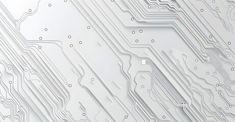 Poster - Vector banner background with gray circuit board lines on a white background