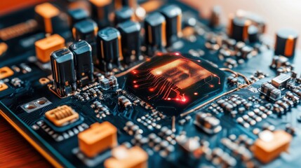 Fototapete - Circuit Board Glow.