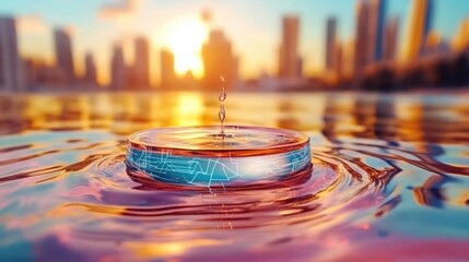 Poster - Water Drop Cityscape.