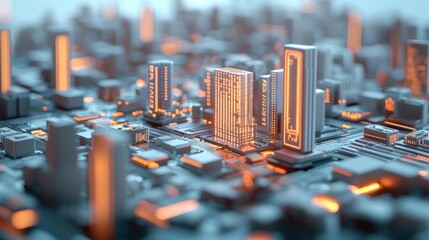 Fototapete - Futuristic Cityscape.