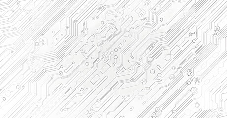 Poster - White background with gray circuit board lines, vector illustration. White and gray technology pattern for web banner design, business poster, or presentation. Abstract tech digital backdrop template