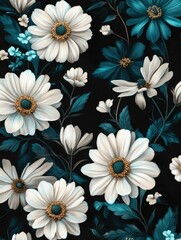 Poster - Close-up of flowers on black background