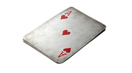 A close-up of a vintage playing card featuring three red hearts, ideal for games, design projects, or card collections.