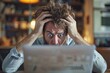 © Michael - Stressed young man pulling his hair out while working on laptop at home