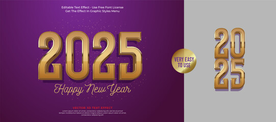 Leinwandbilder - Happy new year 2025 background with luxury gold design