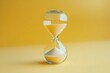 © Lexyat - An hourglass with sand flowing through the bulbs against a yellow background.