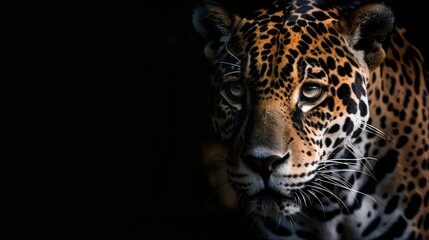 A jaguar lurking in the shadows isolated on a transparent background.