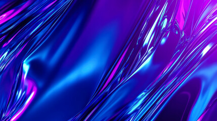 Poster - Abstract geometric shapes in vibrant purple and blue hues create a dynamic visual experience reflecting light and depth