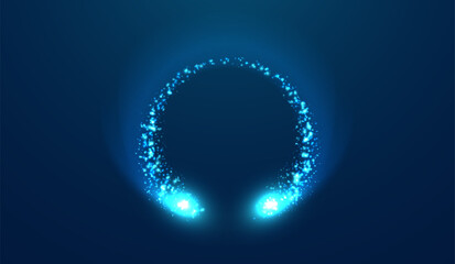 Wall Mural - Glittering star dust lights circle. Illustration on blue background. Graphic concept for your design