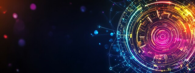 Poster - Abstract Glowing Neon Circular Design with Multiple Layers