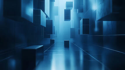 Wall Mural - Three-dimensional blue data space world