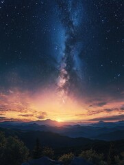 Wall Mural - milky way night sky view