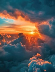 Wall Mural - Sunset behind clouds