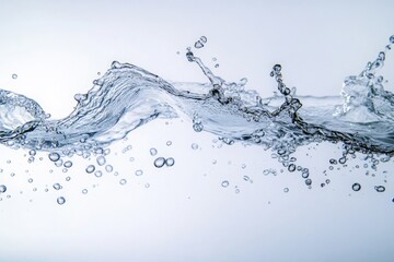 Wall Mural - water splash with air bubbles and white background