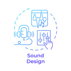 Wall Mural - Sound design multi color concept icon. Media production, sfx. Soundboard, digital editing. Round shape line illustration. Abstract idea. Graphic design. Easy to use in infographic, presentation