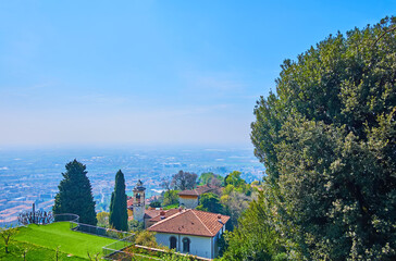 Sticker - The view from Castello di San Vigilio Park, Bergamo, Italy