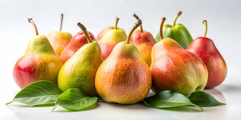 Wall Mural - Fresh ripe pears on a clean white background, pears, fruit, healthy, organic, juicy, vibrant, sweet, nutritious, snack, harvest