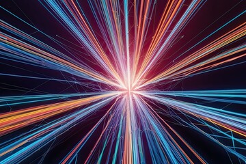 Poster - Vibrant Abstract Depiction of Fiber Optic Strands and Next-Gen Quantum Computing Framework