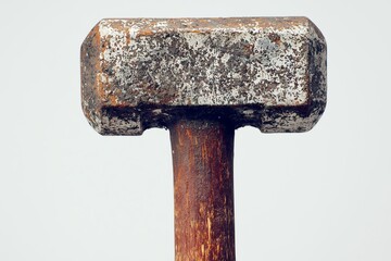 Close up of a rusty hammer isolated on a white background.