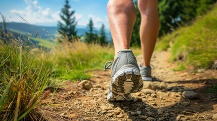 Canvas Print - Hiking on a sunny day. AI.