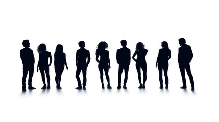 Poster - group of silhouettes people isolated on white background 