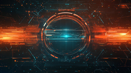 Poster - Abstract HUD sci-fi display with a tech frame and digital interface elements, showcasing futuristic technology.