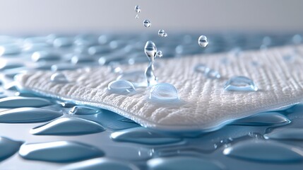 Water Droplets Falling on a White, Textured Surface